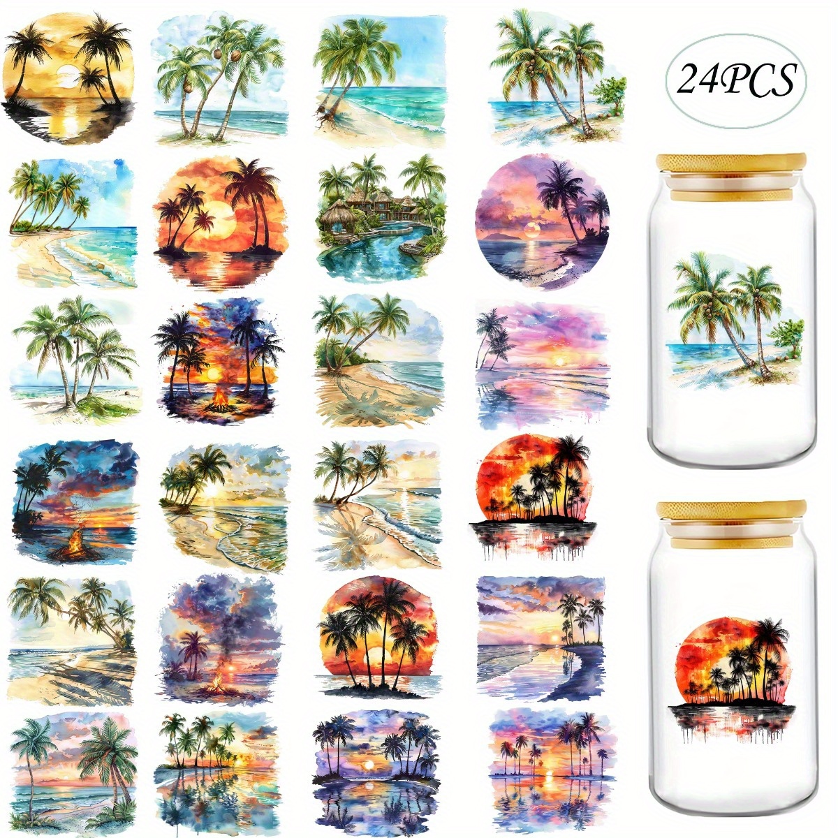 24Pcs/Set Summer Tropical Beac - Rdta Tank Glass 评论和价格
